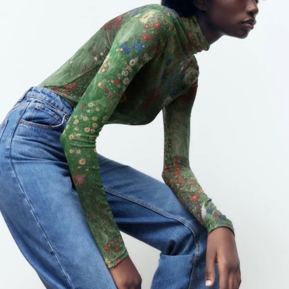 ZARA | Gustav Klimt "Farm Garden with Sunflowers" Bodysuit | Medium